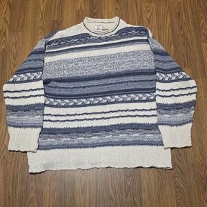 Vintage 90s Jessie Jeans Jeanswear Knit Sweater Blue White Striped Mens M D81